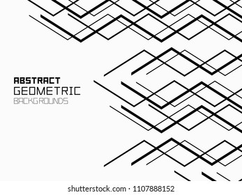 Abstract geometric background with lines. Monochrome ornament. isolated on white background
