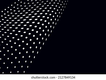 Abstract geometric background, lines of white small squares on a black background. Business or technical presentation. Vector illustration