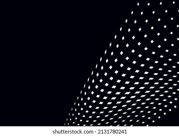 Abstract geometric background, lines of white small squares on a black background. Business or technical presentation. Vector illustration