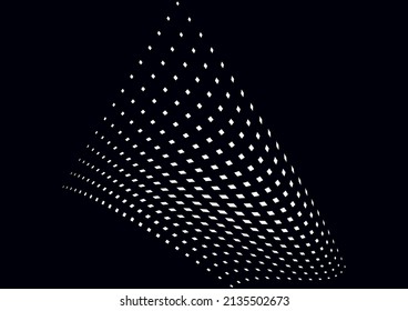 Abstract geometric background, lines of white small squares on a black background. Business or technical presentation. Vector illustration