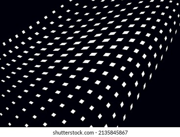 Abstract geometric background, lines of white small squares on a black background. Business or technical presentation. Vector illustration