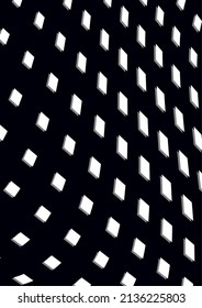 Abstract geometric background, lines of white small squares on a black background. Business or technical presentation. Vector illustration