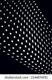 Abstract geometric background, lines of white small squares on a black background. Business or technical presentation. Vector illustration