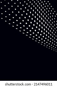 Abstract geometric background, lines of white small squares on a black background. Business or technical presentation. Vector illustration