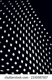 Abstract geometric background, lines of white small squares on a black background. Business or technical presentation. Vector illustration