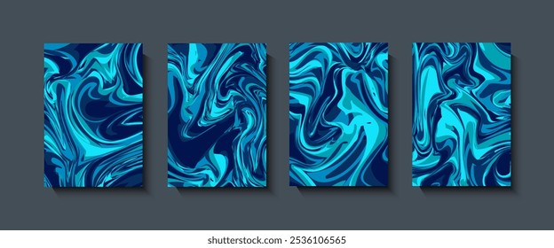 Abstract geometric background. Liquid dynamic gradient Color waves. Fluid marble texture set.Designs for covers, presentations, invitations, flyers, annual reports, posters and business cards.