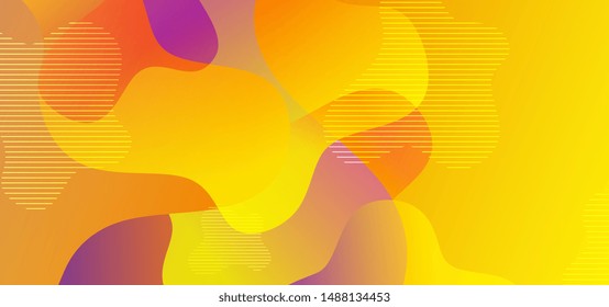Abstract geometric background with liquid shapes orange yellow colors. Color gradient background design. Cool background design for posters. Eps10 vector illustration.