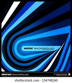 Abstract geometric background made by stripes vector illustration. Techno poster, card, flyer or cover template. Modern background. Blue striped background. Dark wavy lines design background.