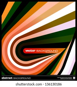 Abstract geometric background made by stripes vector illustration. Funky poster, card, flyer or cover template. Modern background. Orange and green striped background. Wavy lines design background.