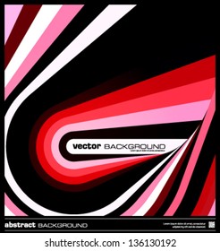 Abstract geometric background made by stripes vector illustration. Techno poster, card, flyer or cover template. Modern background. Red striped background. Dark wavy lines design background.