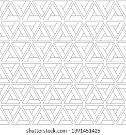 Abstract geometric background made of triangles with rounded corners. Vector seamless pattern. Linear design