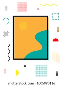 Abstract geometric background, Memphis style design background template graphics, colorful geometric shapes pattern