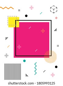 Abstract geometric background, Memphis style design background template graphics, colorful geometric shapes pattern