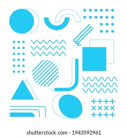Abstract geometric background in memphis style , memphis set vector style with blue colour elements. Design element for magazine, leaflet,billboard, flyer, and brochure.