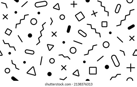 Abstract geometric background. Memphis style seamless pattern. Background design template. Isolated. Vector illustration