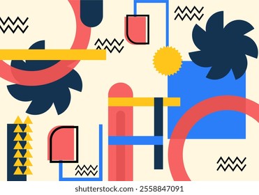Abstract geometric background in memphis style