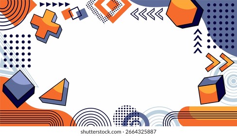 Abstract geometric background, Memphis style design background template graphics, colorful geometric shapes pattern