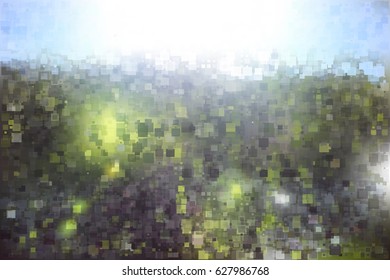 Abstract geometric background with messy rectangle elements. Colorful nature landscape