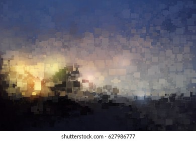 Abstract geometric background with messy rectangle elements. Colorful nature landscape