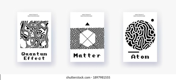 Abstract geometric background with minimal composition of shapes and forms. Science, quantum mechanics and physics conceptual covers.