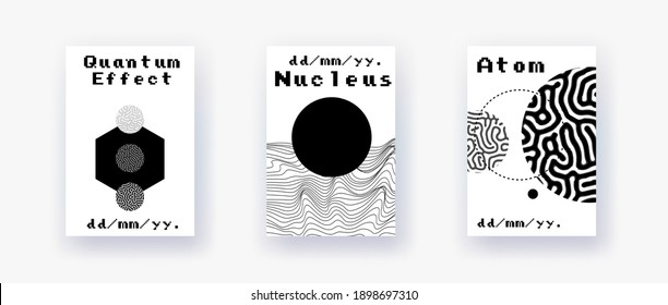 Abstract geometric background with minimal composition of shapes and forms. Science, quantum mechanics and physics concept.
