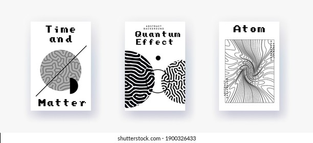 Abstract geometric background with minimal composition of shapes and forms. Cover or poster for Science, quantum mechanics and physics subjects.