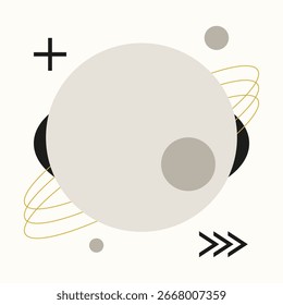Fondo geométrico Abstractas con Formas y círculos mínimos en Colores neutros: diseño moderno de Vector para póster, Anuncio, Plantilla y redes sociales