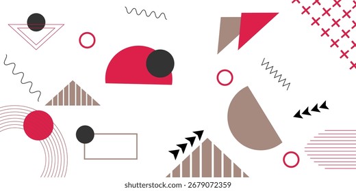 Abstract geometric background with minimal shapes and lines in neutral colors, modern trendy design for decoration, posters, and digital graphics.