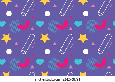 Abstrakter geometrischer Hintergrund mit minimalem trendigem Design. Es eignet sich für Banner, Plakate, Flyer, Deckel. Vektorgrafik. Punkte und Formen, Hintergrund. Hipster-Muster im 80er-90er-Jahre-Stil.