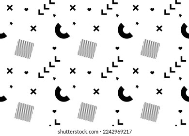 Abstract geometric background with minimal trendy design. It is suitable for banners, posters, flyers, covers. Vector illustration. Dots and shapes background. Hipster style 80s-90s pattern.