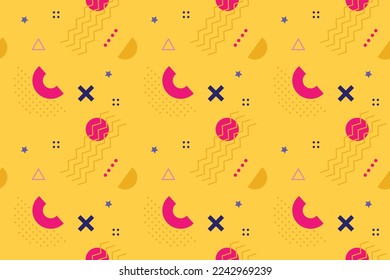 Abstract geometric background with minimal trendy design. It is suitable for banners, posters, flyers, covers. Vector illustration. Dots and shapes background. Hipster style 80s-90s pattern.
