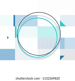 Abstract geometric background in minimalist style made from dots, circles, rectangles. Simple background for cover decoration of brochure, flyer or report, presentation, web design etc.