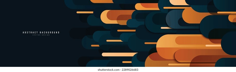 Abstract geometric background. Modern dark blue and orange rounded rectangle shapes. Overlapping geometric. Suit for banner, brochure, cover, poster, header, website. Vector illustration