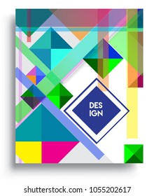 
Abstract geometric background, modern diagonal background Geometric design element, blue, yellow and red diagonal lines & triangles. for poster and cover template.