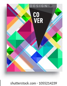 
Abstract geometric background, modern diagonal background Geometric design element, blue, yellow and red diagonal lines & triangles. for poster and cover template.