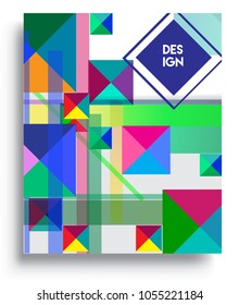 
Abstract geometric background, modern diagonal background Geometric design element, blue, yellow and red diagonal lines & triangles. for poster and cover template.