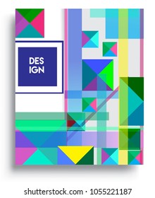 
Abstract geometric background, modern diagonal background Geometric design element, blue, yellow and red diagonal lines & triangles. for poster and cover template.