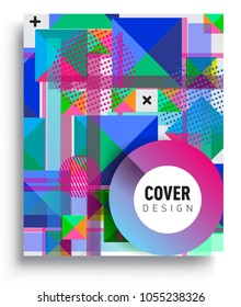 
Abstract geometric background, modern diagonal background Geometric design element, blue, yellow and red diagonal lines & triangles. for poster and cover template.