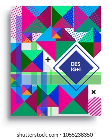 
Abstract geometric background, modern diagonal background Geometric design element, blue, yellow and red diagonal lines & triangles. for poster and cover template.