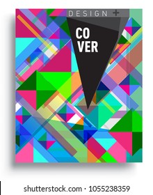 
Abstract geometric background, modern diagonal background Geometric design element, blue, yellow and red diagonal lines & triangles. for poster and cover template.