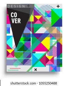 
Abstract geometric background, modern diagonal background Geometric design element, blue, yellow and red diagonal lines & triangles. for poster and cover template.