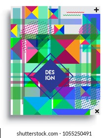 
Abstract geometric background, modern diagonal background Geometric design element, blue, yellow and red diagonal lines & triangles. for poster and cover template.
