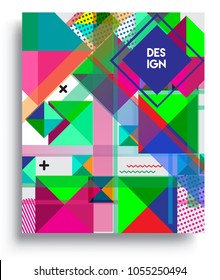 
Abstract geometric background, modern diagonal background Geometric design element, blue, yellow and red diagonal lines & triangles. for poster and cover template.
