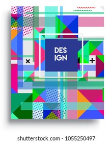 
Abstract geometric background, modern diagonal background Geometric design element, blue, yellow and red diagonal lines & triangles. for poster and cover template.