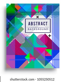 
Abstract geometric background, modern diagonal background Geometric design element, blue, yellow and red diagonal lines & triangles. for poster and cover template.