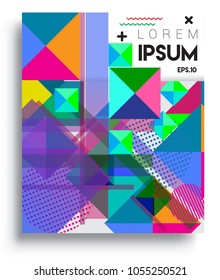 
Abstract geometric background, modern diagonal background Geometric design element, blue, yellow and red diagonal lines & triangles. for poster and cover template.