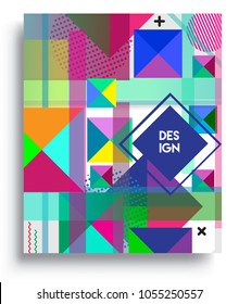
Abstract geometric background, modern diagonal background Geometric design element, blue, yellow and red diagonal lines & triangles. for poster and cover template.