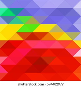 abstract geometric background of modern digital triangular mosaic of red, blue, green and yellow colors, vector illustration