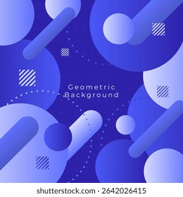 Abstract geometric background with modern dynamic shapes. Blue gradient circles, lines, and patterns. Vector illustration for contemporary design.