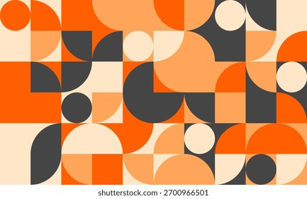 Resumo geométrico.  Design moderno de estilo do meio do século com formas laranja, bege e cinza. Perfeito para banners de sites, postagens de mídia social ou projetos de impressão.